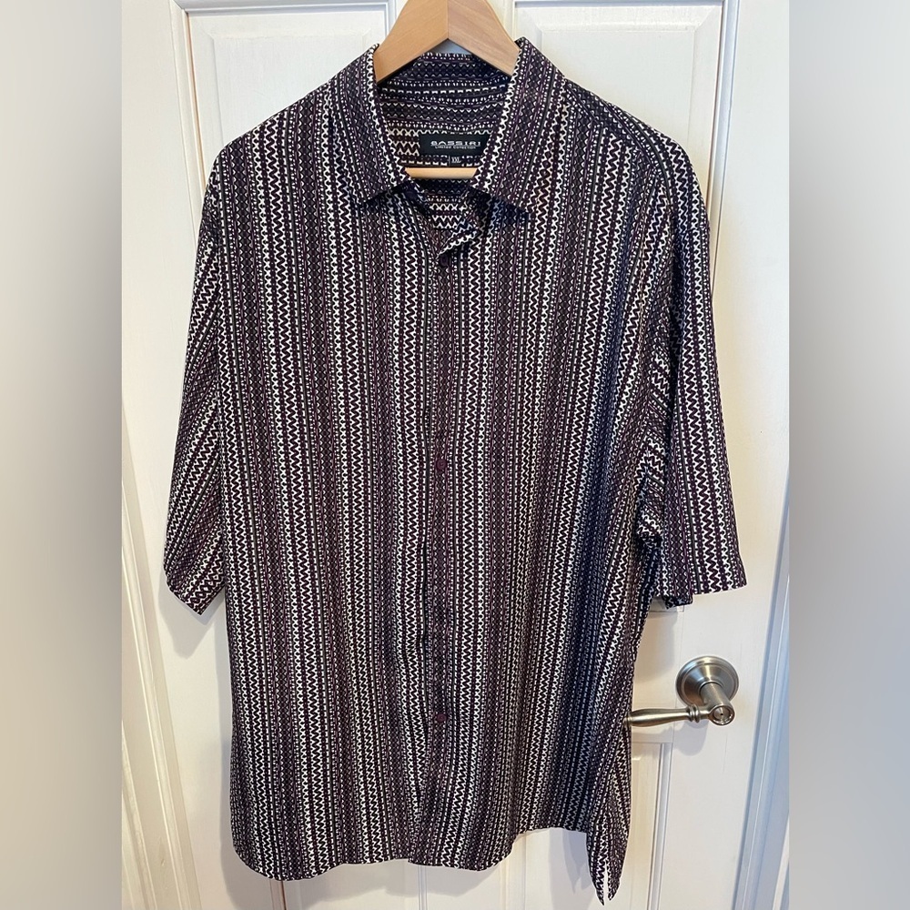 Bassiri Limited Collection Men's Black, Gray and Purple Geometric Shirt XXL